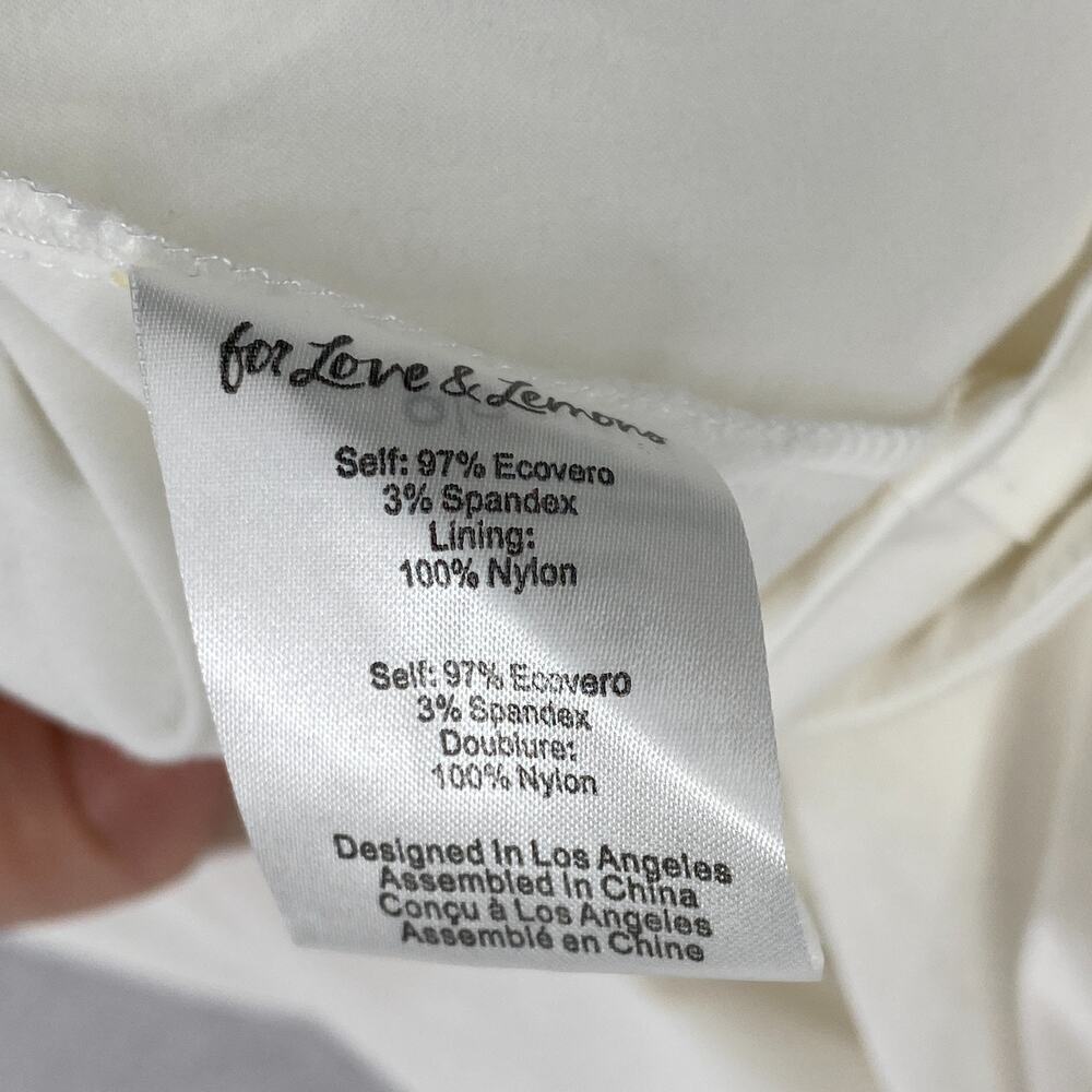FOR LOVE & LEMONS Dress S Clementine Babydoll Mini Flutter Sleeve Back Tie White - Picture 8 of 12